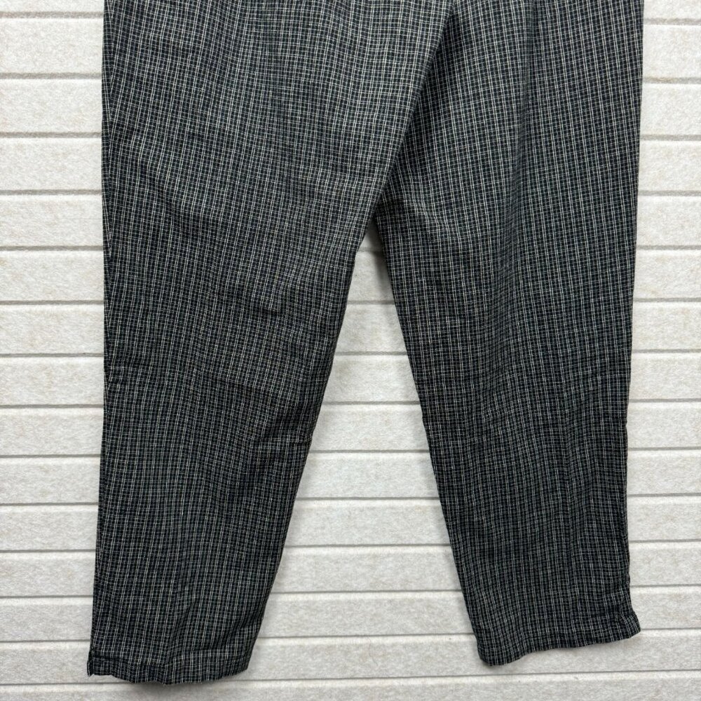 Talbots High-Waisted Tattersall Plaid Work Pants Black/White Size 12P - Picture 6 of 14